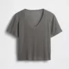 Linen-Blend Relaxed V-Neck T-Shirt