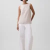 Linen-Blend Shell Tank Top