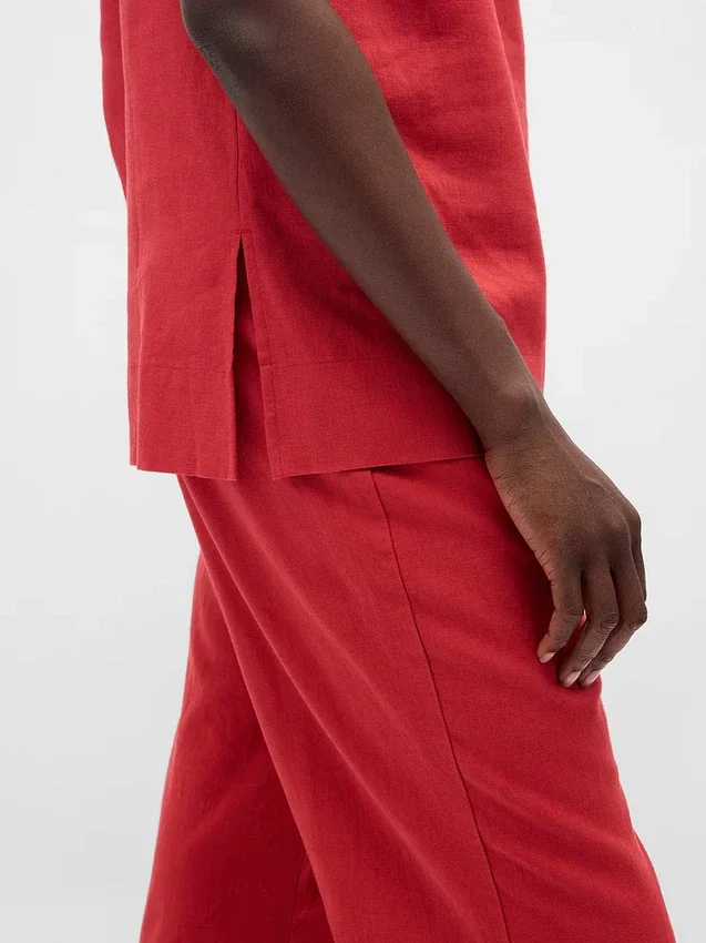 Linen-Blend Shell Tank Top