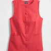 Linen-Blend Tie-Back Longline Vest