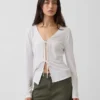 Linen-Blend Tie-Front Cardigan