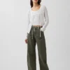 Linen-Blend Tie-Front Cardigan