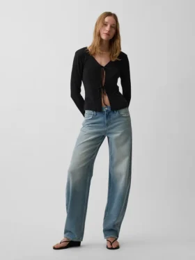 Linen-Blend Tie-Front Cardigan