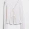Linen-Blend Tie-Front Cardigan