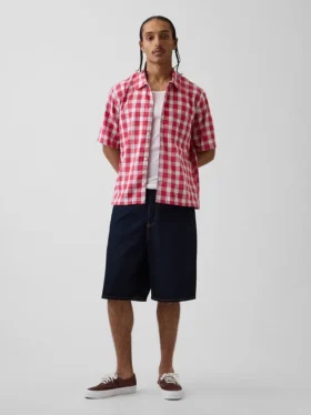 Linen-Cotton Relaxed Straight-Hem Shirt