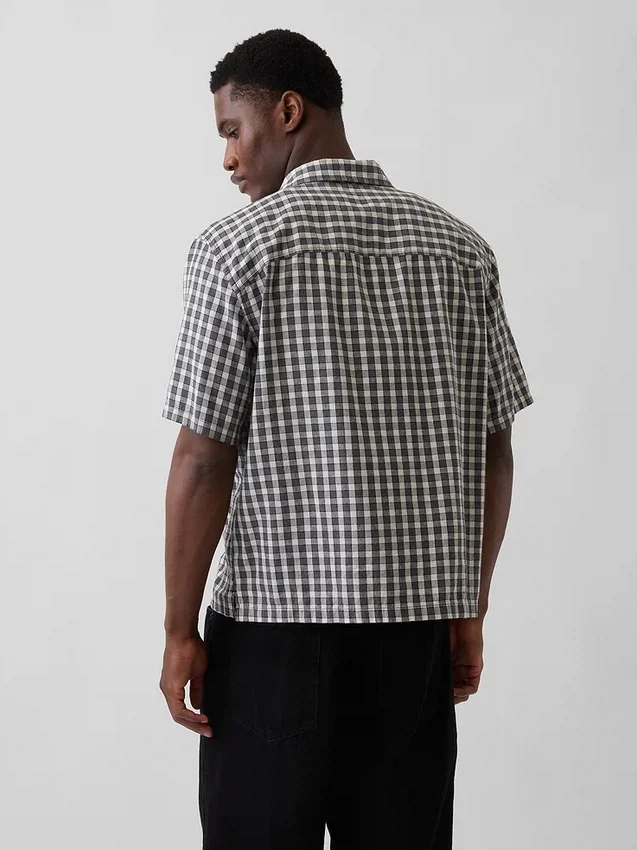 Linen-Cotton Relaxed Straight-Hem Shirt