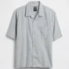 Linen-Cotton Relaxed Straight-Hem Shirt