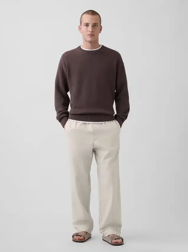 Linen-Cotton Relaxed Taper Easy Pants