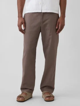 Linen-Cotton Relaxed Taper Easy Pants