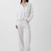 Linen-Cotton Wide-Leg Pants