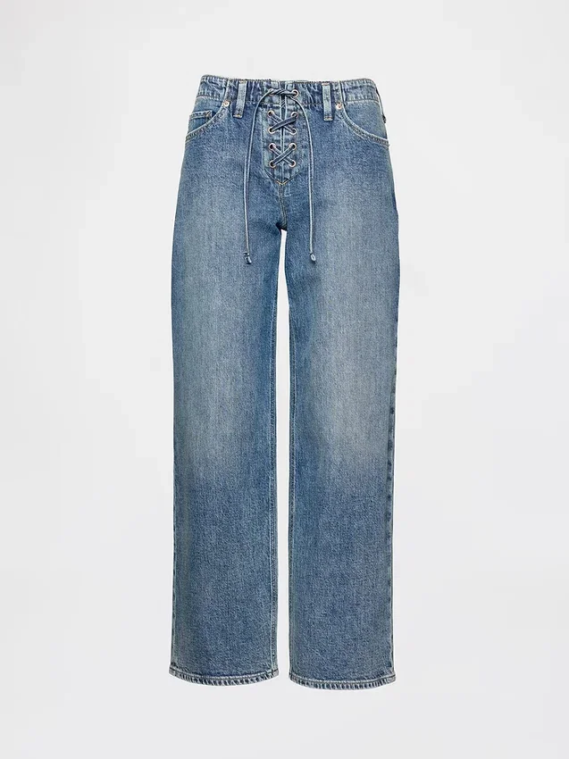 Low Rise Lace-Up '90S Loose Jeans