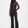 Low Rise Linen-Blend Flare Pants