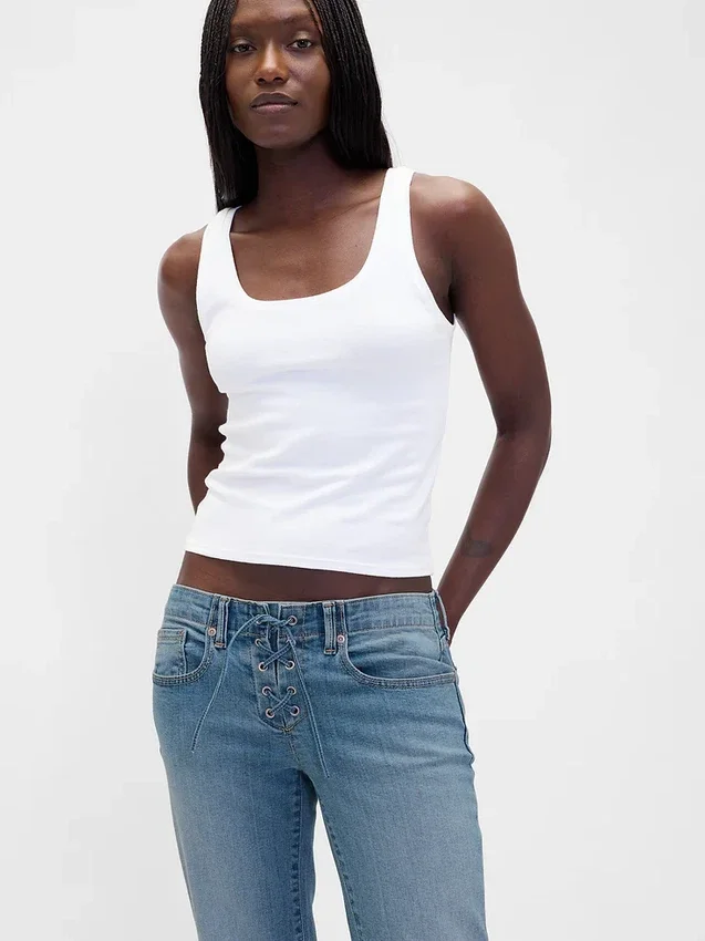 Low Rise Long & Lean Lace-Up Jeans