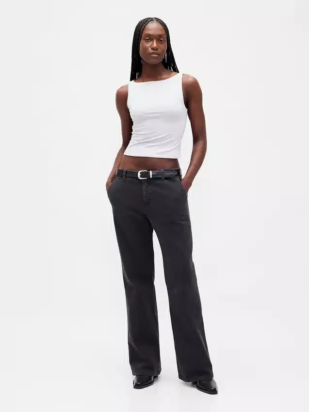 Low Rise Relaxed Flare Khakis