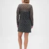 Mesh Boatneck Mini Dress