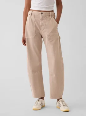 Mid Rise Barrel Utility Ankle Pants