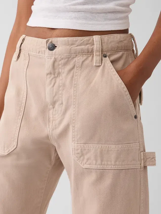Mid Rise Barrel Utility Ankle Pants