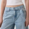 Mid Rise Belted Baggy Jeans