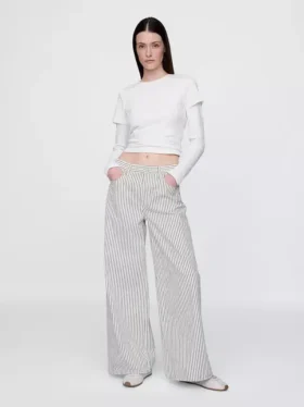 Mid Rise Denim Stripe Baggy Jeans