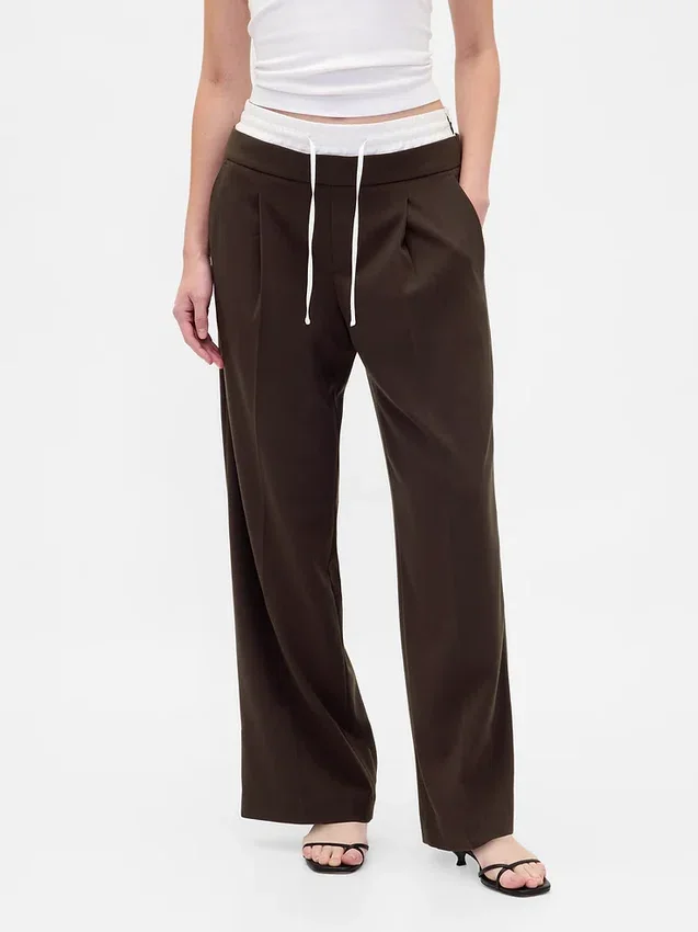 Mid Rise Double-Waist Pants