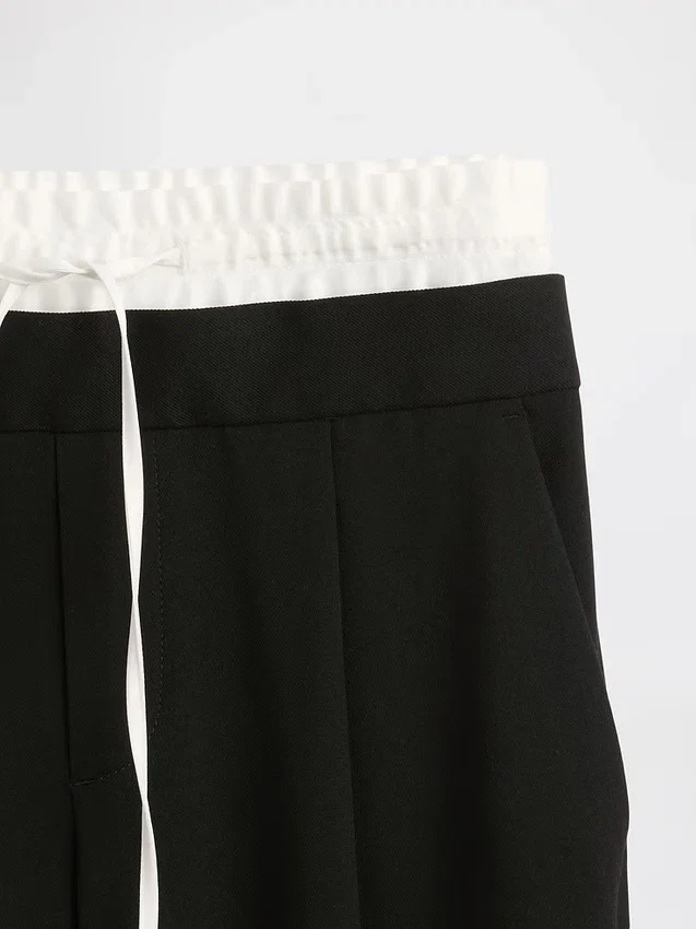 Mid Rise Double-Waist Pants