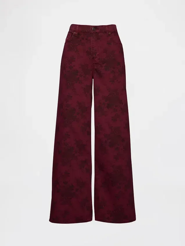 Mid Rise Floral Baggy Jeans