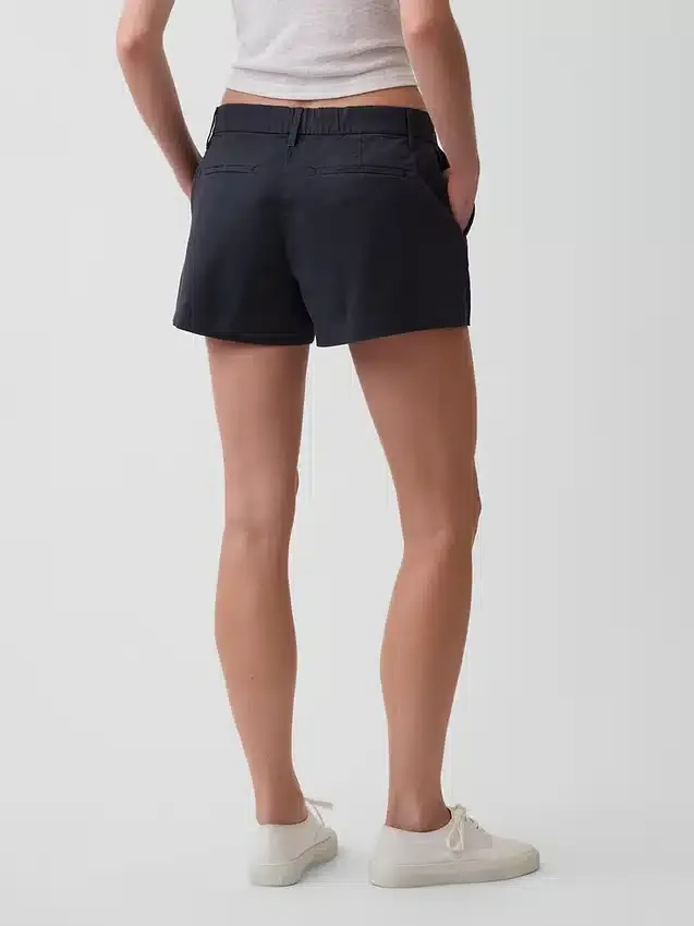 Mid Rise Khaki Shorts