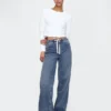 Mid Rise Knit Easy Baggy Jeans