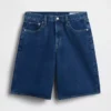 Mid Rise Longline Denim Shorts