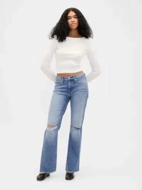 Mid Rise Relaxed Straight Jeans