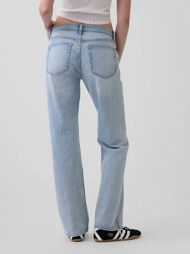 Mid Rise Seamed Relaxed Straight Jeans