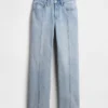 Mid Rise Seamed Relaxed Straight Jeans