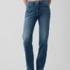 Mid Rise Split-Hem Relaxed Straight Jeans