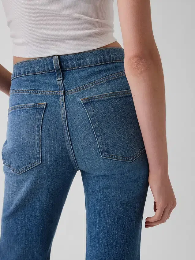 Mid Rise Split-Hem Relaxed Straight Jeans