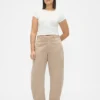 Mid Rise Twill Barrel Pants