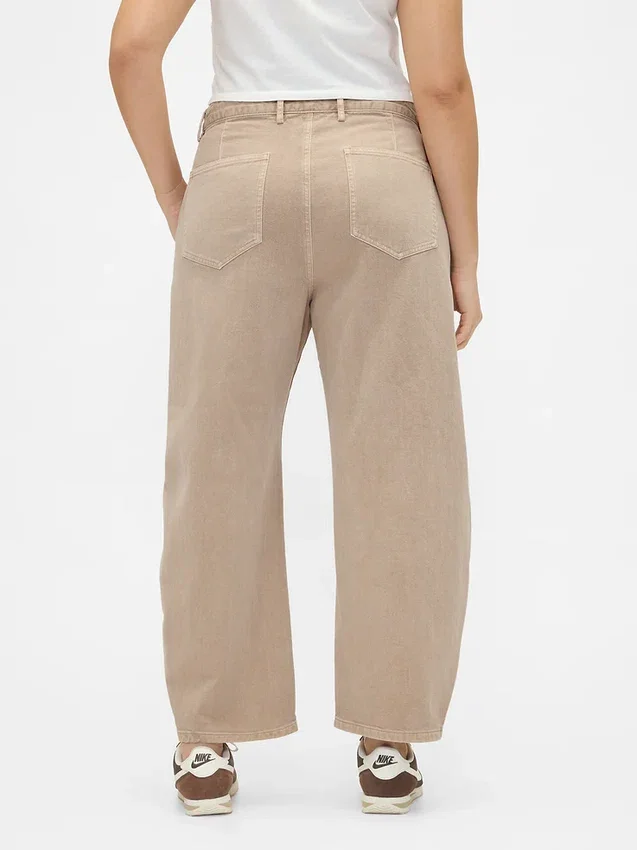 Mid Rise Twill Barrel Pants