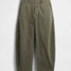 Mid Rise Twill Barrel Pants