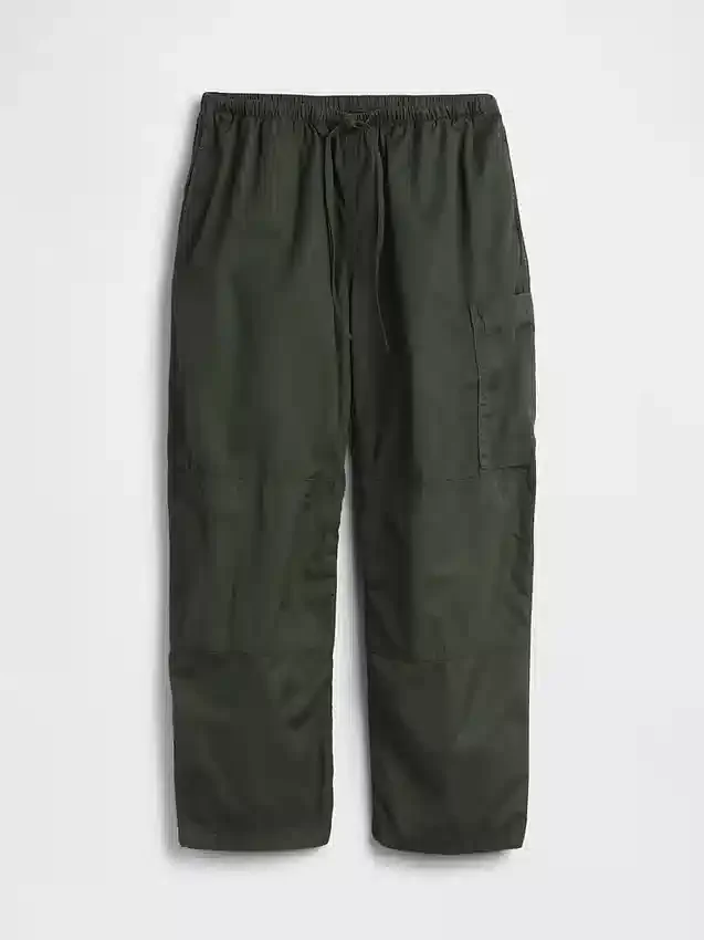 Mid Rise Twill Easy Barrel Utility Pants