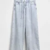 Mid Rise Ultrasoft Baggy Micro Belt Jeans