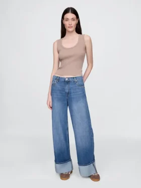 Mid Rise Ultrasoft Cuffed Baggy Jeans