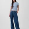 Mid Rise Ultrasoft Denim Baggy Trousers