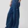 Mid Rise Ultrasoft Denim Baggy Trousers
