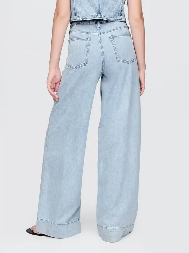 Mid Rise Ultrasoft Denim Baggy Trousers
