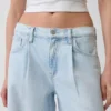 Mid Rise Ultrasoft Pleated Baggy Jeans