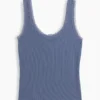 Mini Rib Lace-Trim Pj Tank Top