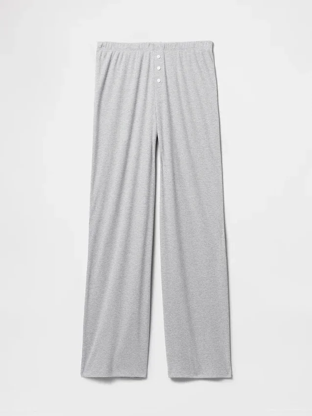 Mini Rib Wide-Leg Pj Pants
