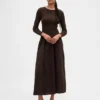 Mixed Media Drop-Waist Maxi Dress