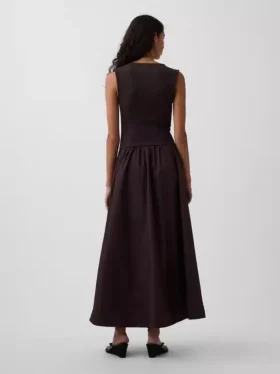 Mixed Media Drop-Waist Maxi Dress