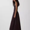 Mixed Media Drop-Waist Maxi Dress