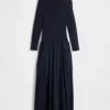 Mixed Media Drop-Waist Maxi Dress